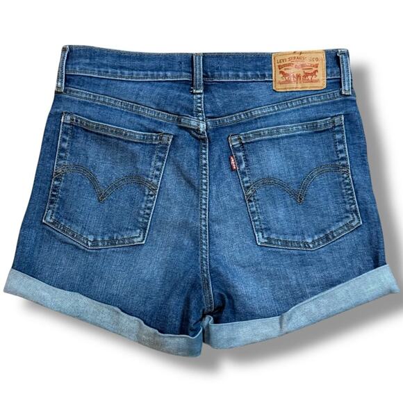 Levi’s Wedgie Short Womens Blue Faded Cuffed Denim Cutoff Size 29 - Picture 4 of 10